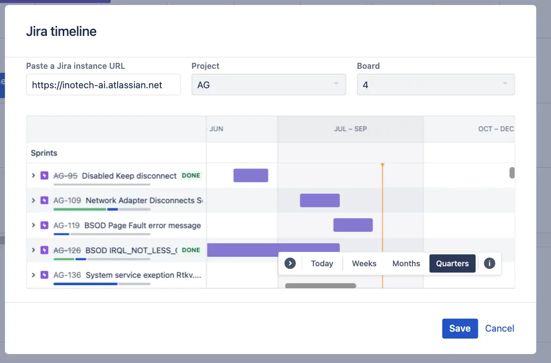 Adding a Jira Timeline into Confluence.