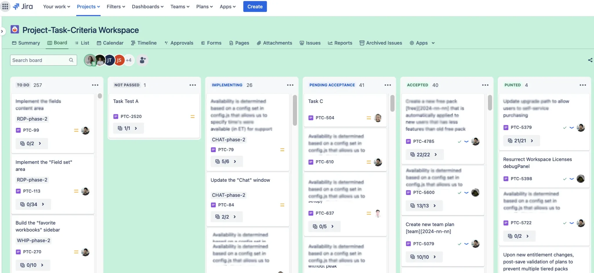 engineering team's kanban for jira