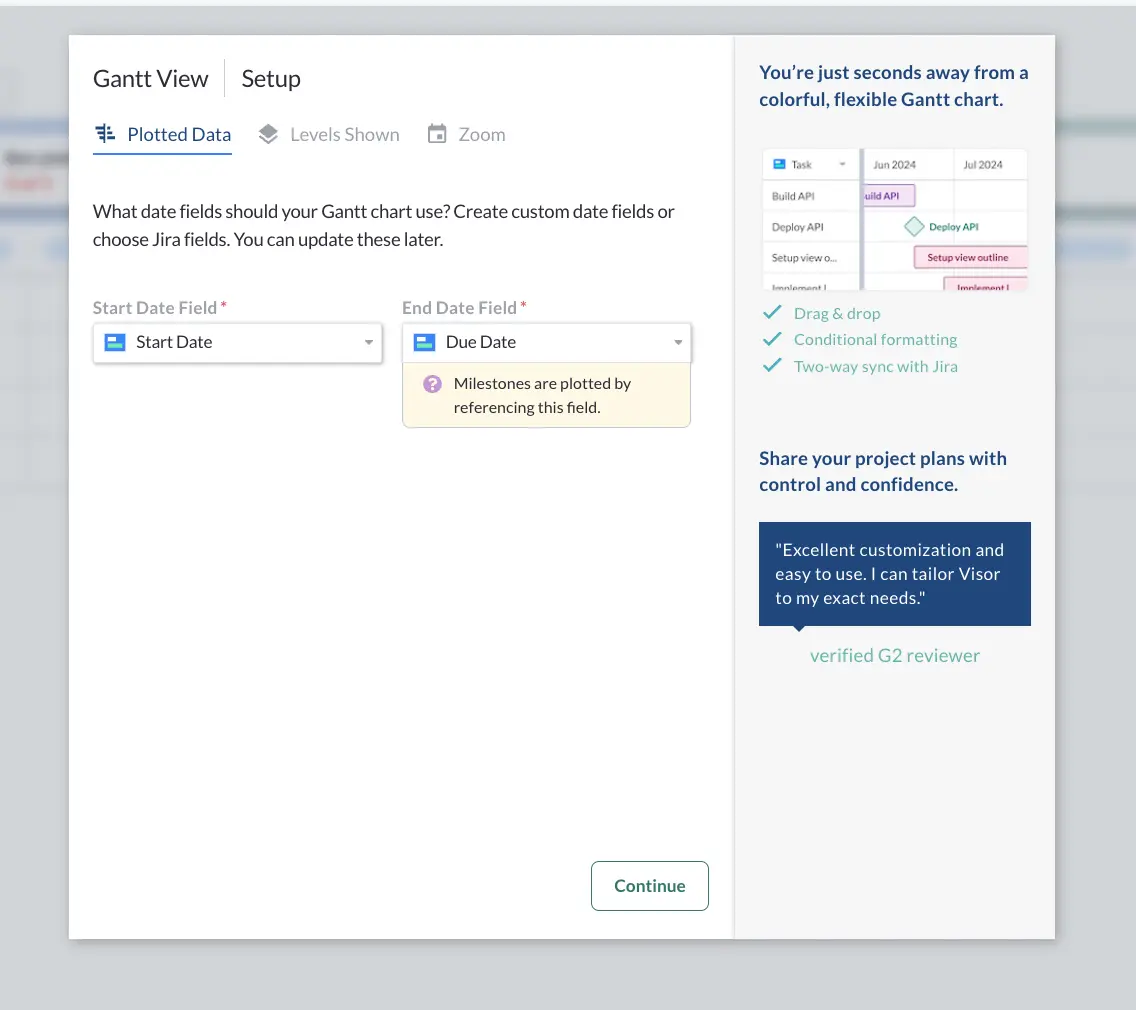 step 2 of making a gantt chart in visor ui: plotting records