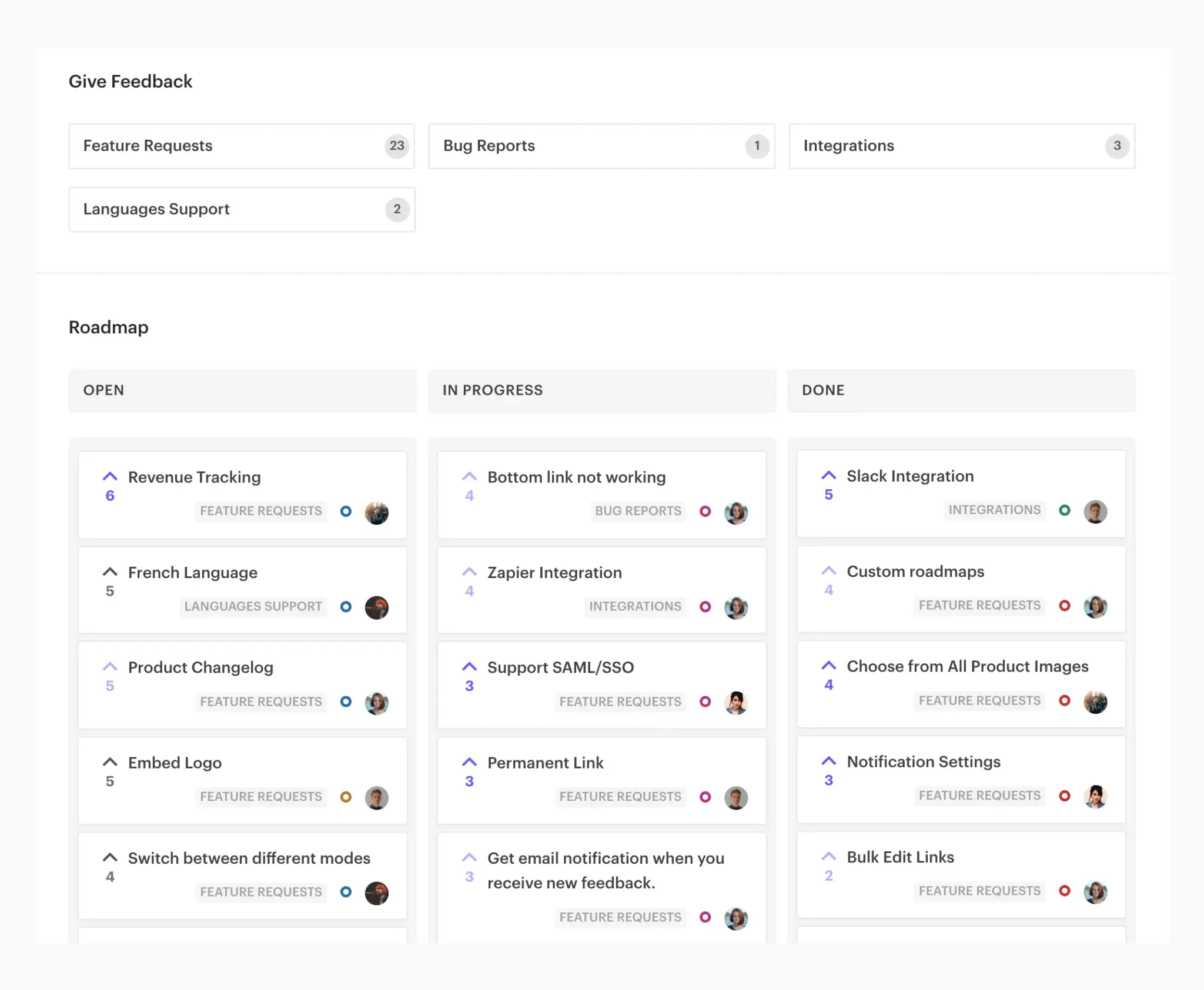 A simple roadmap in Rapidr one of many alternatives to Productboard