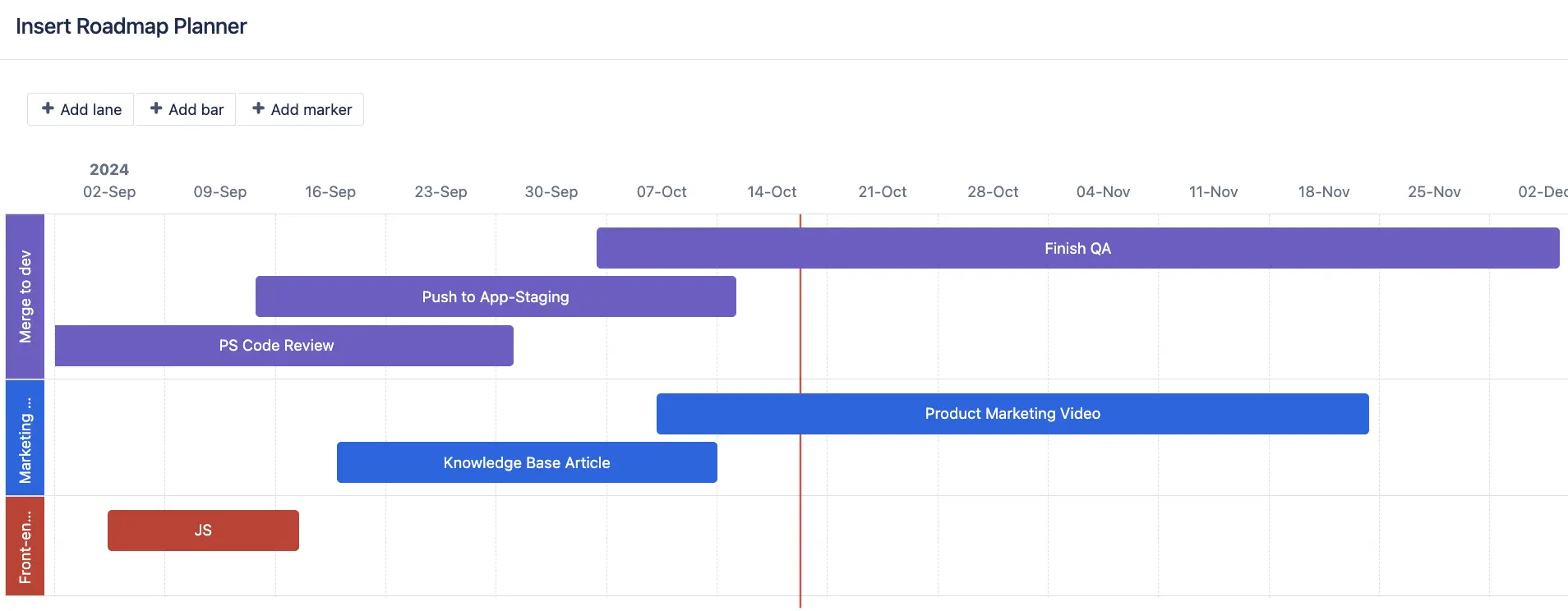 Simple timeline plan in Roadmapper for Confluence