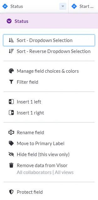 Column customization options in Visor when creating a spreadsheet view using Jira data