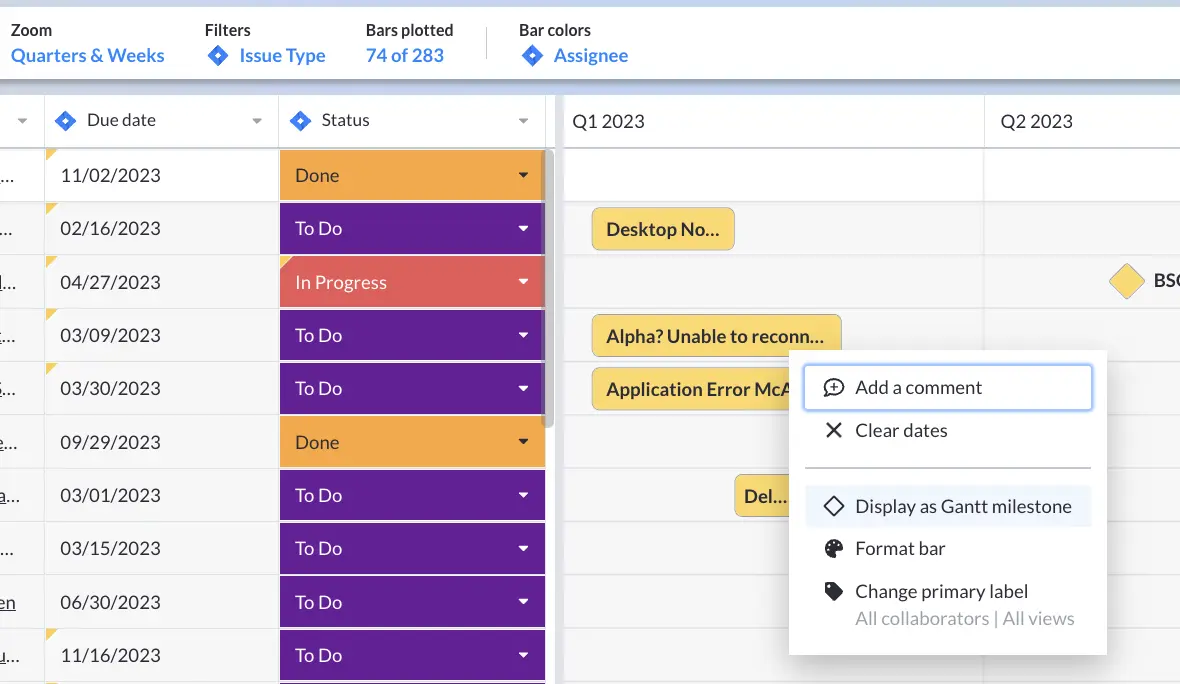 jira milestone roadmap in visor step 7: add milestones by right-clicking