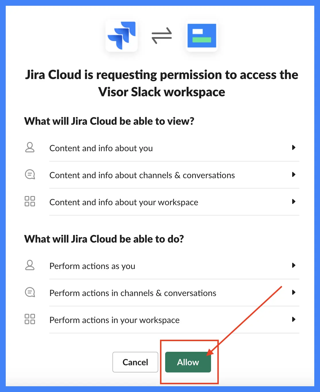 authorizing jira and slack