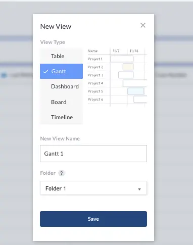 step 6 - salesforce gantt chart - add view