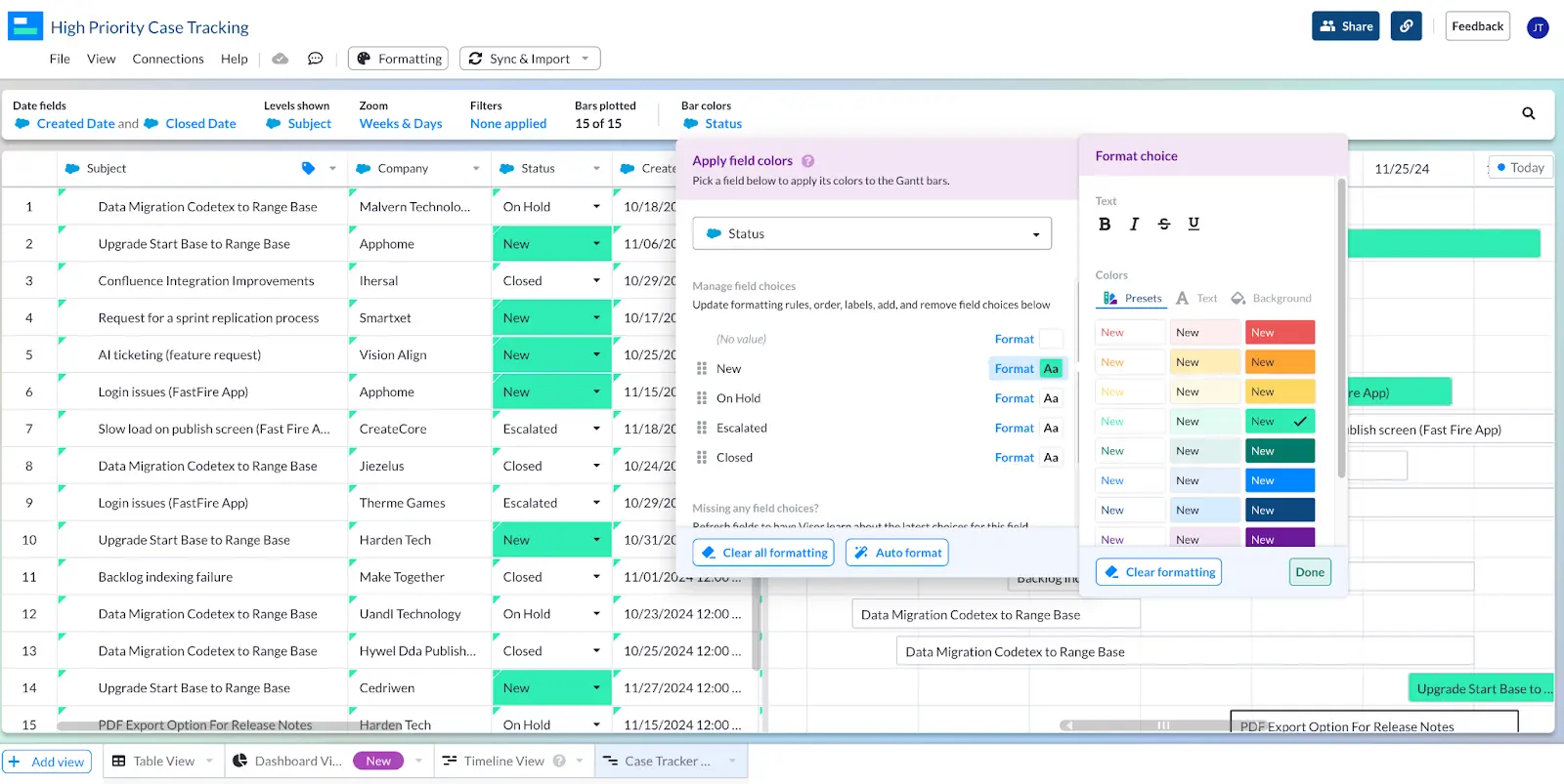 step 9: salesforce gantt chart (add color)