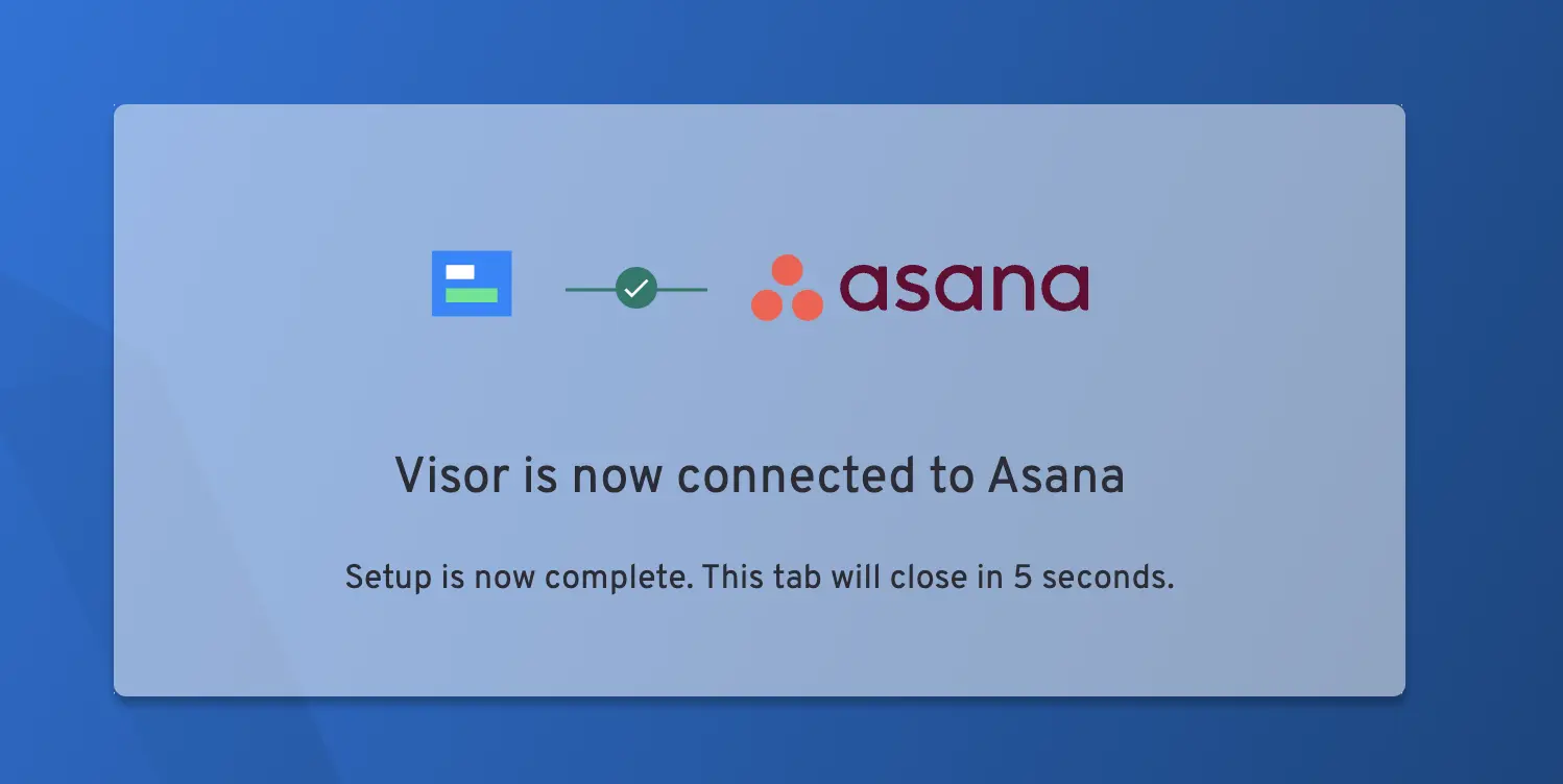 visor asana connection integration 