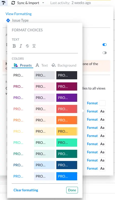 zoom in on visor's color coding formatting