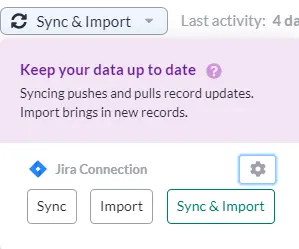 Screenshot of Visor Sync & Import dropdown menu