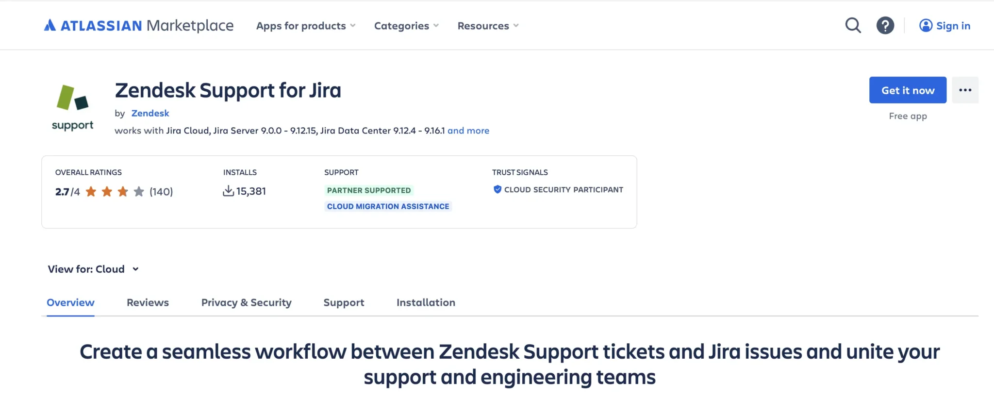 Review scores for the Zendesk Jira integration.