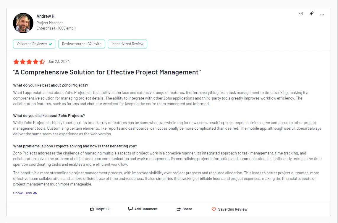 a review of zoho projects