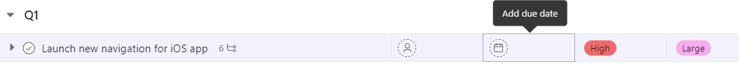 adding due dates in asana
