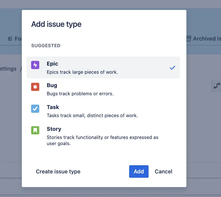 add issue type jira
