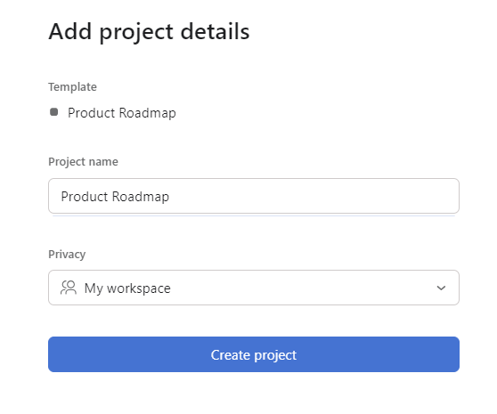 adding project details in asana