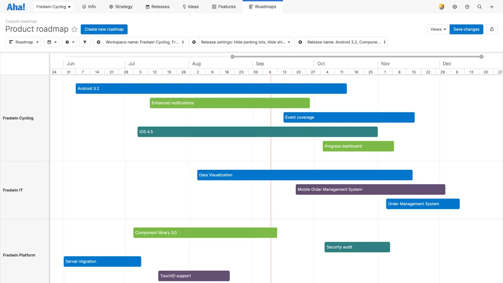 a roadmap in Aha!