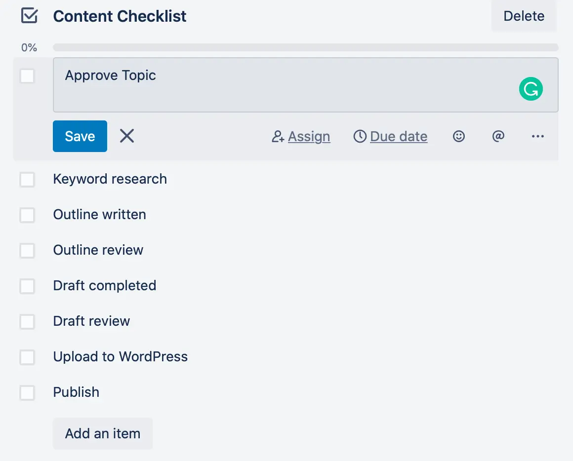 a task list in asana