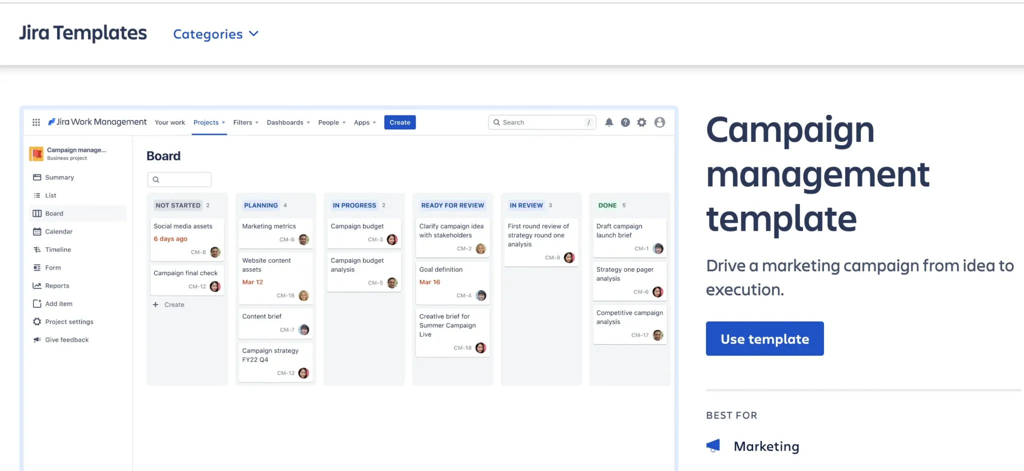 campaign marketing template in jira