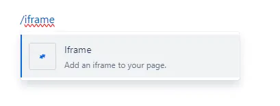 Using an iFrame in Confluence, the iFrame selector screen is shown.