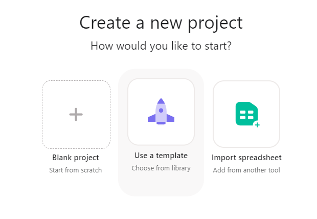 create new project in asana