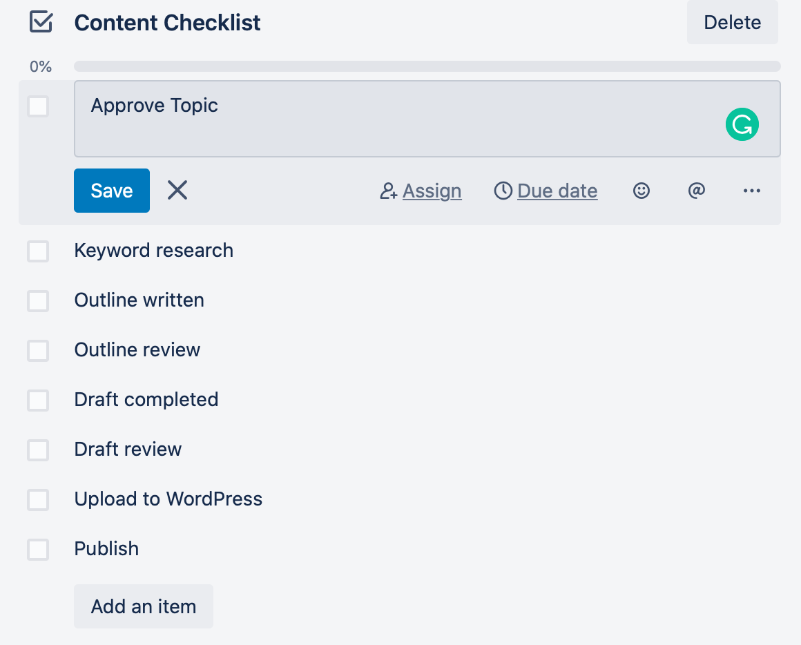 Example of a task with subtasks in Asana