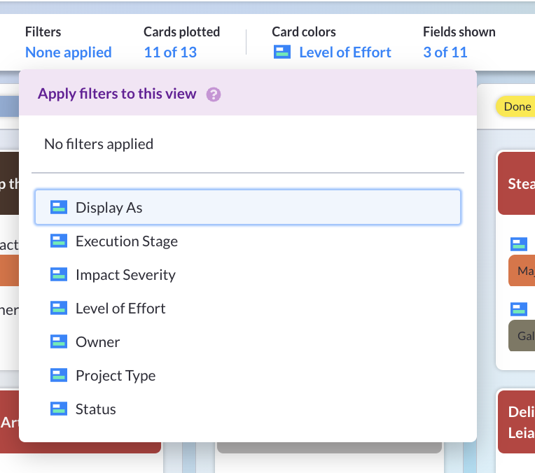 visor filtering options