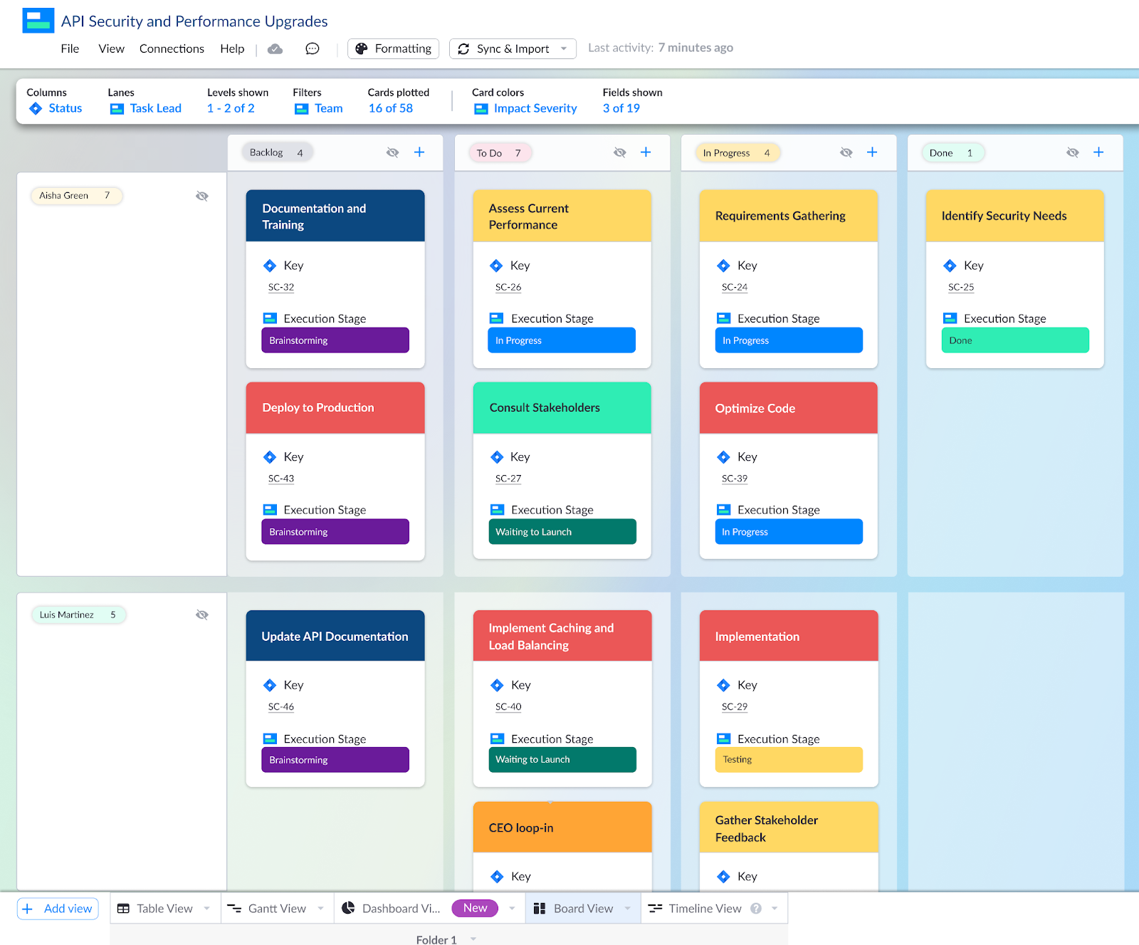 A more complex kanban build in visor