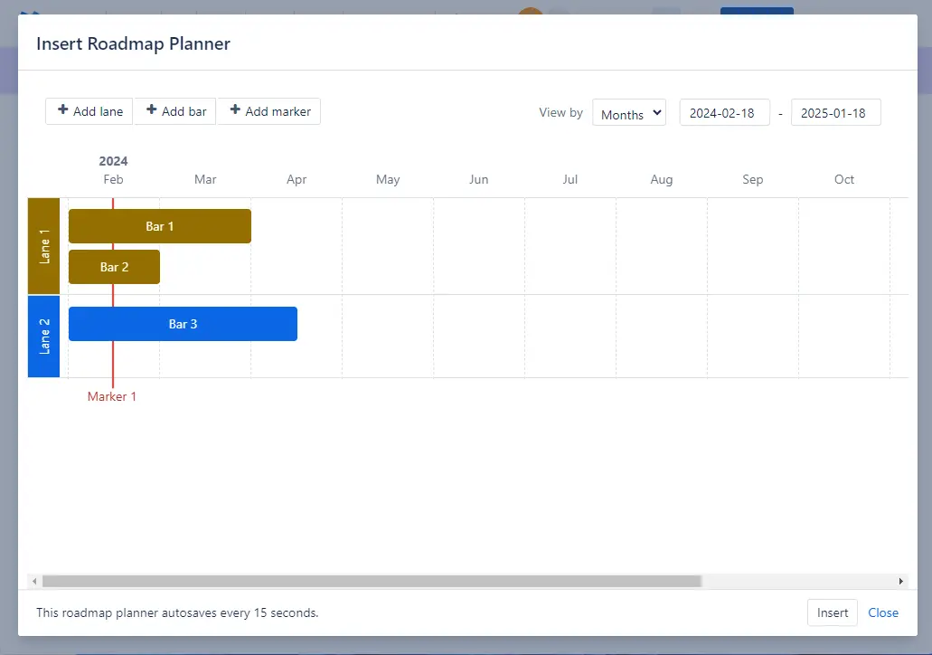 roadmap planner chart in Confluence