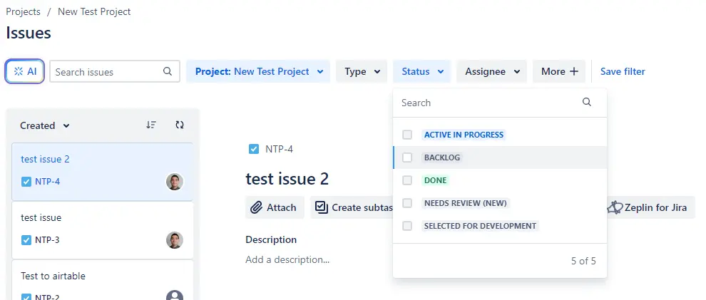 jira backlog export to csv excel, step 2 screen