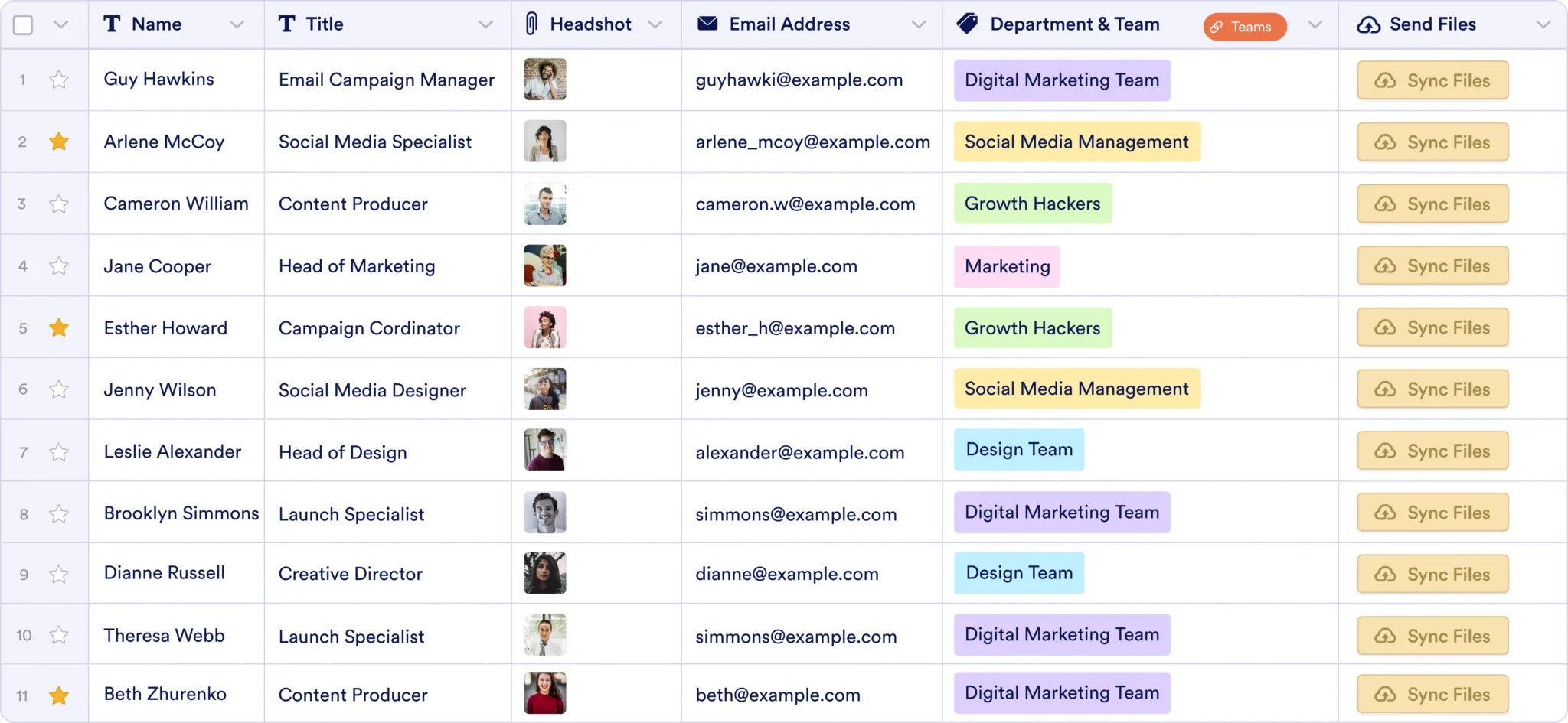 A colorful table in Jotform Tables.