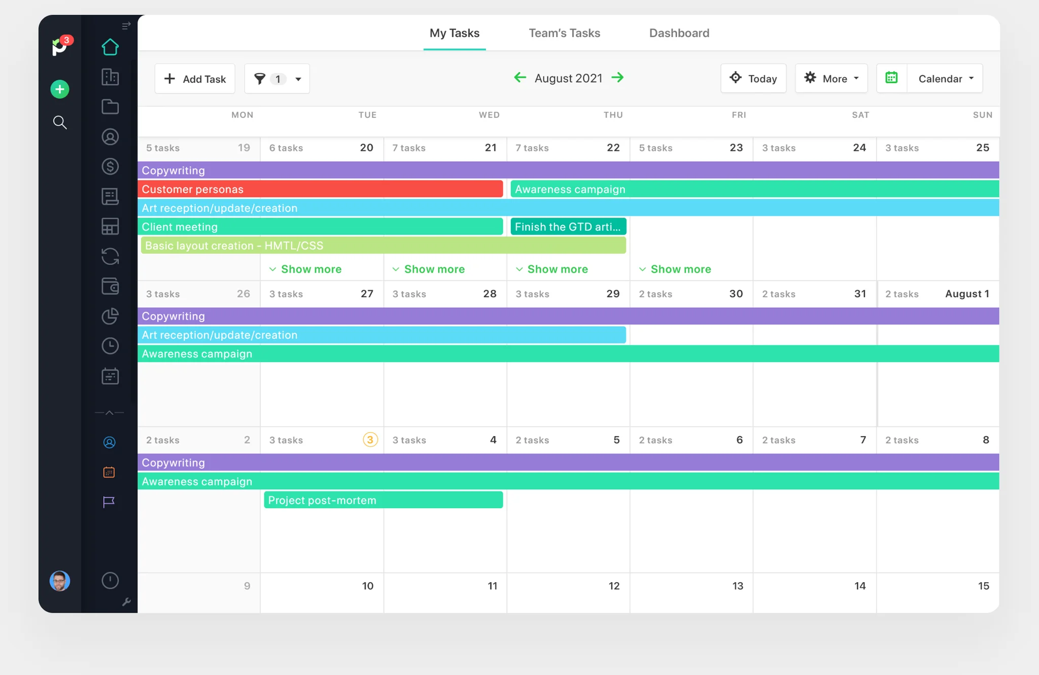 timeline tracking in paymo