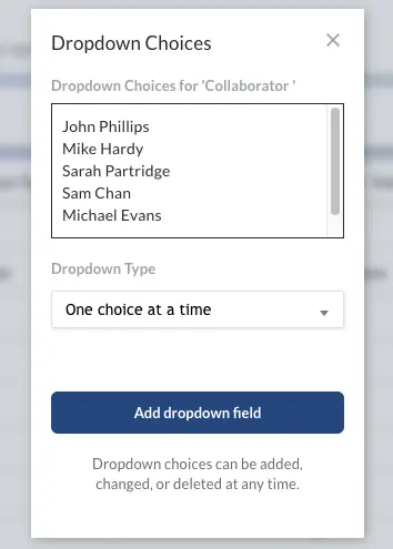 Populating a ‘Collaborator’ dropdown menu in Visor