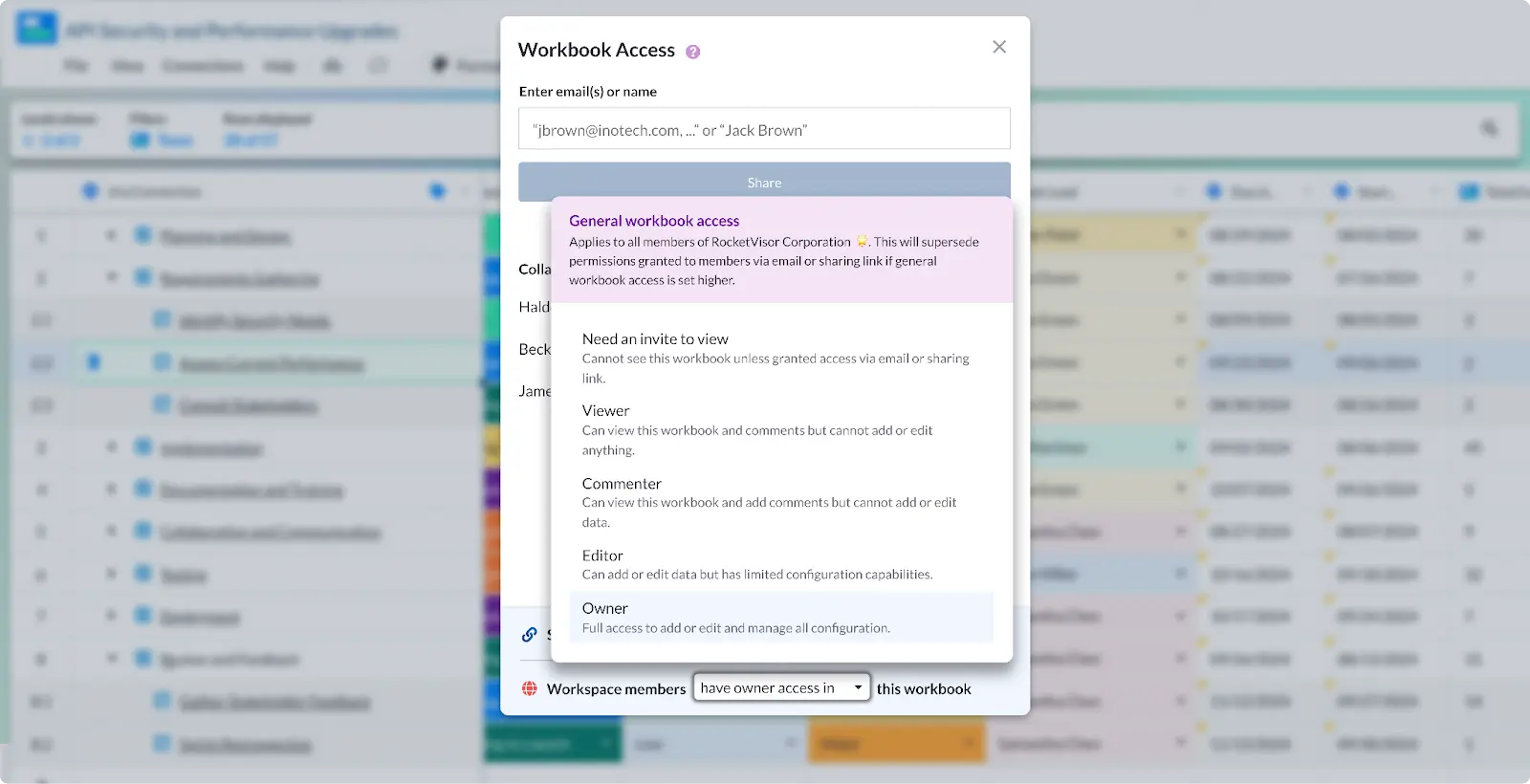 sharing views in visor for freelancer management