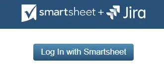 Smartsheet Jira connector log-in screen and button