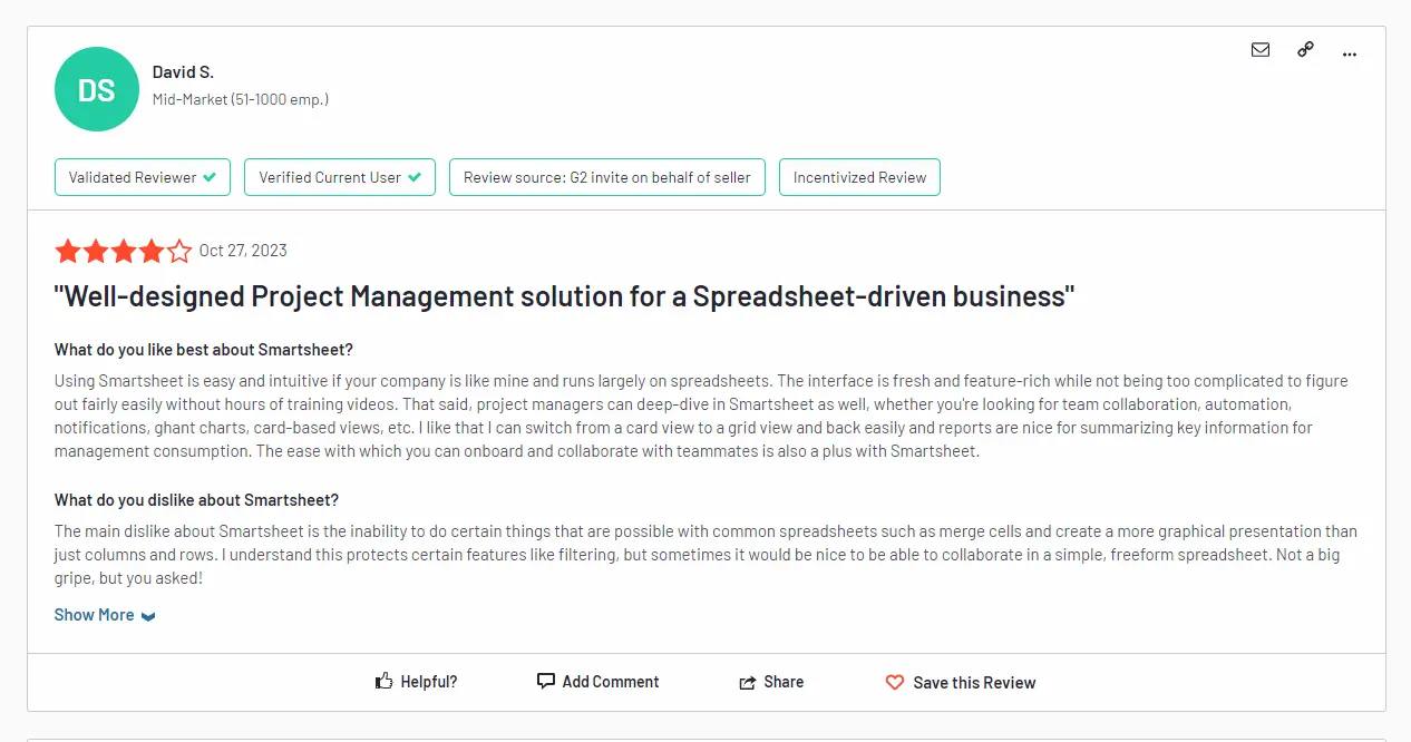 A review of Smartsheet