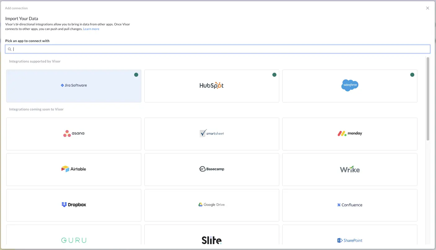 step 2 of a jira salesforce integration in visor