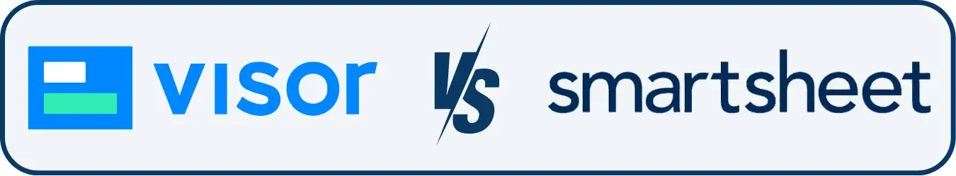 Visor Vs Smartsheet banner featuring the logos of both apps