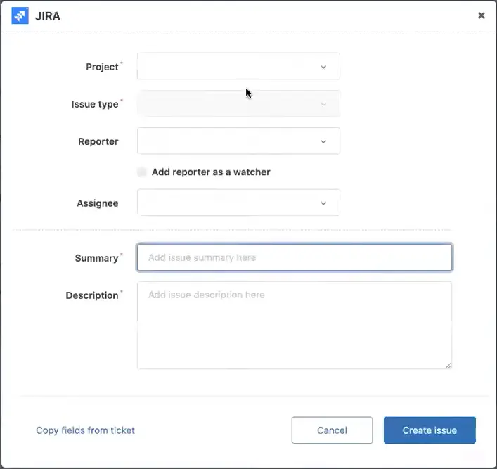 A module in Zendesk to create issues in Jira, part of the Jira and Zendesk integration.